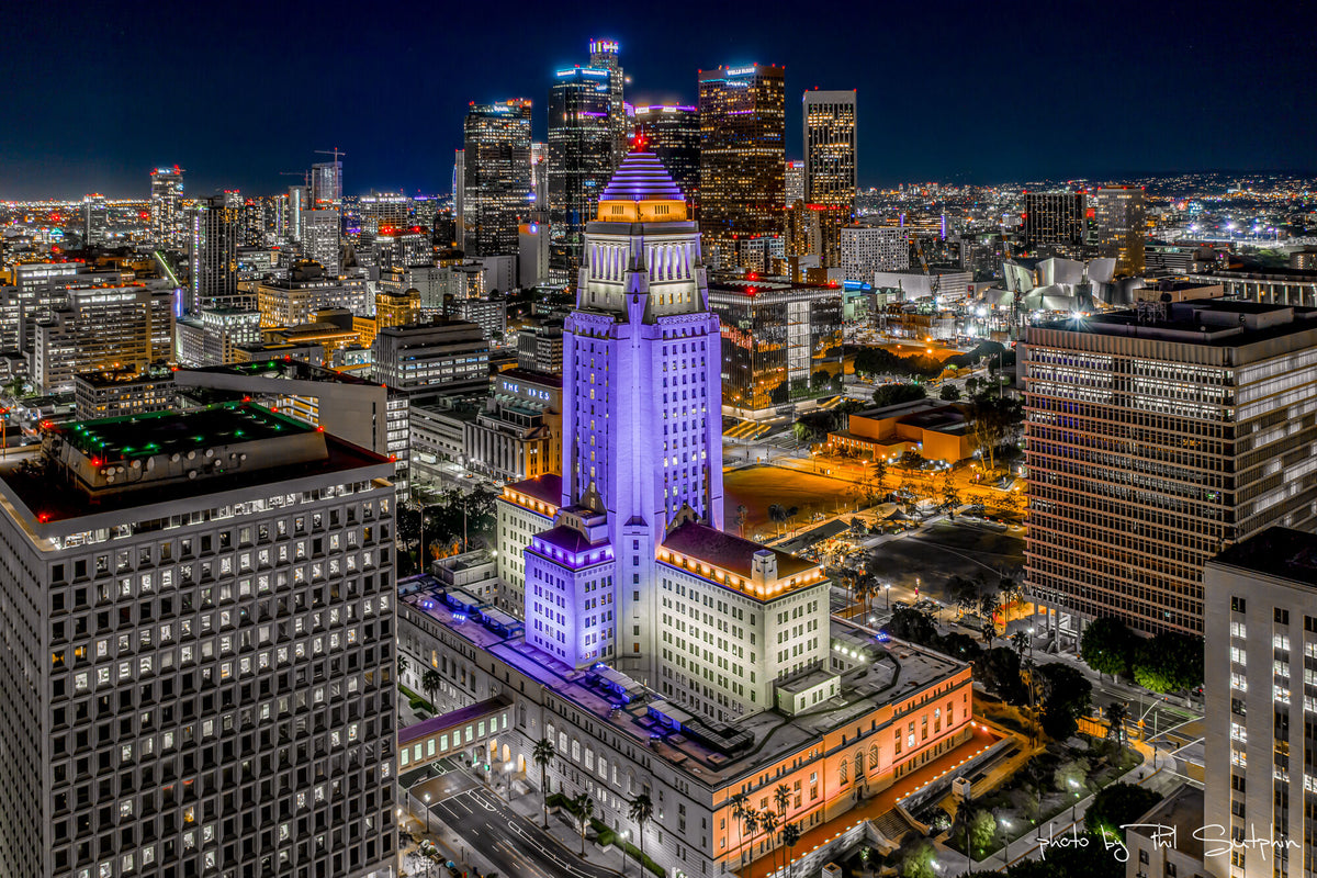 Aerial of DTLA During Kobe Bryant Tribute (1)