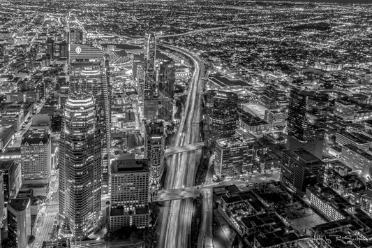 Aerial of DTLA in Black and White