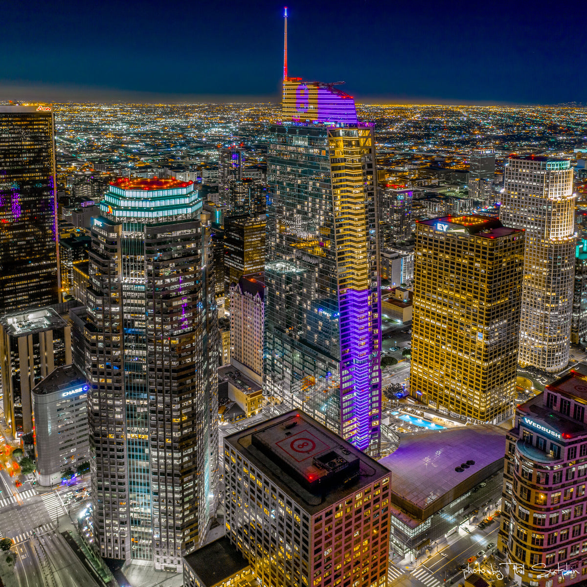 Aerial of DTLA During Kobe Bryant Tribute (4)