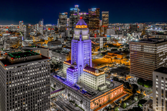 Aerial of DTLA During Kobe Bryant Tribute (1)