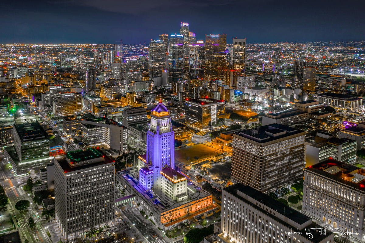Aerial of DTLA During Kobe Bryant Tribute (2)