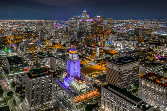 Aerial of DTLA During Kobe Bryant Tribute (2)
