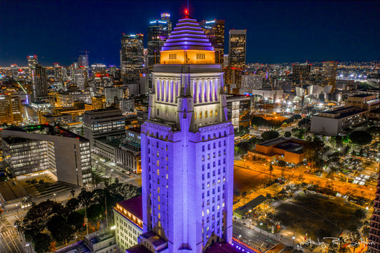 Aerial of DTLA During Kobe Bryant Tribute (3)